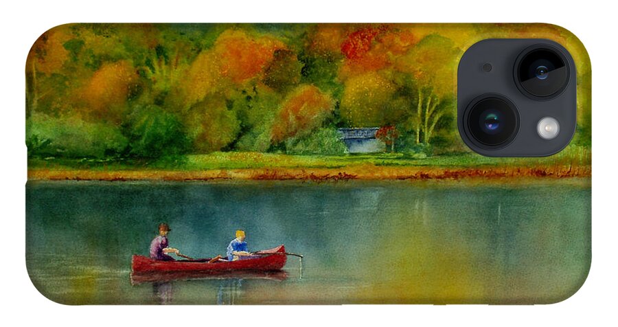 New England iPhone 14 Case featuring the painting Autumn by Karen Fleschler