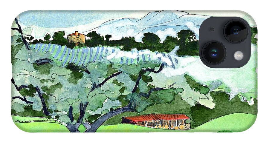 Italian Landscape iPhone 14 Case featuring the painting Azienda Montoro Southern Umbria by Joan Cordell