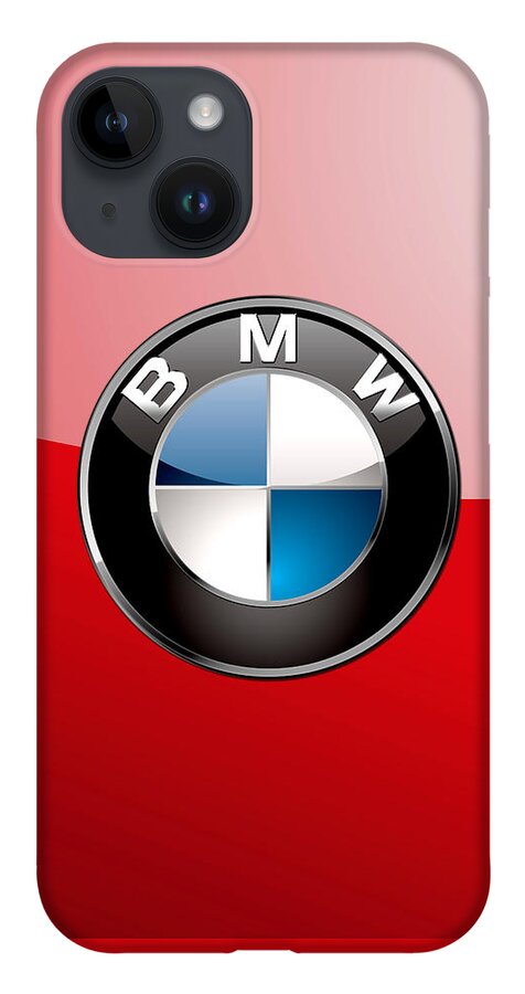 'auto Badges 3d' By Serge Averbukh iPhone 14 Case featuring the photograph B M W Badge On Red by Serge Averbukh