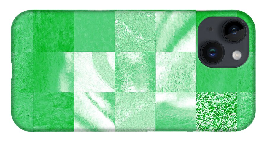 Green iPhone 14 Case featuring the painting Baby Green Marble Quilt II by Irina Sztukowski