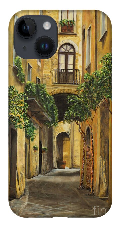 Italy Paintings iPhone 14 Case featuring the painting Back Street in Italy by Charlotte Blanchard