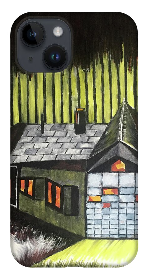 House iPhone 14 Case featuring the drawing Backyard by Dennis Ellman