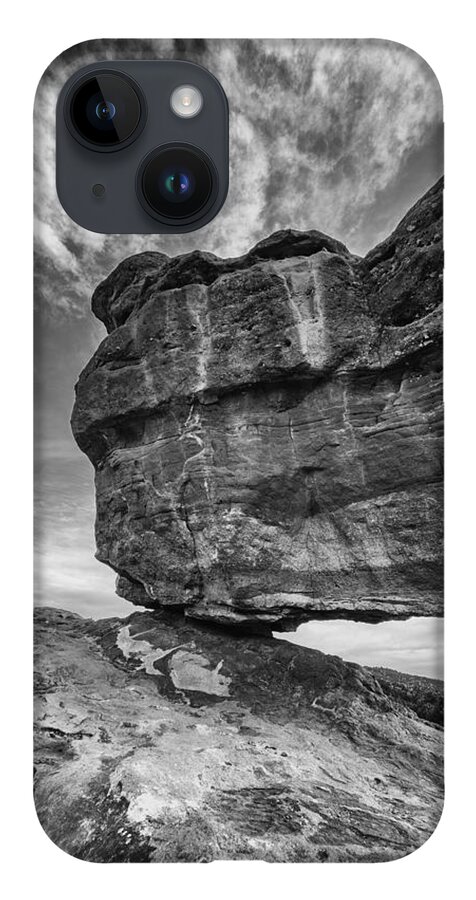 Sky iPhone 14 Case featuring the photograph Balanced Rock Monochrome by Darren White