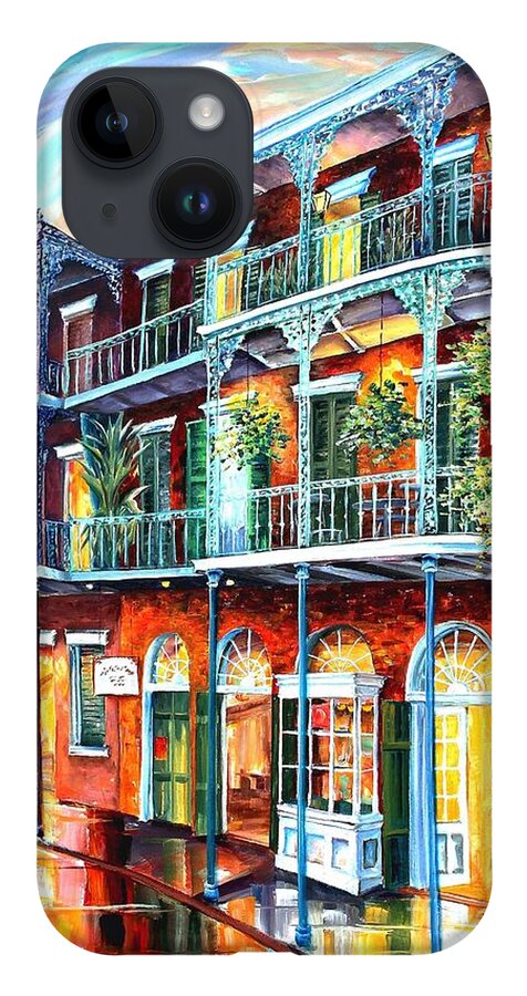 New Orleans iPhone 14 Case featuring the painting Balconies on St. Peter Street by Diane Millsap