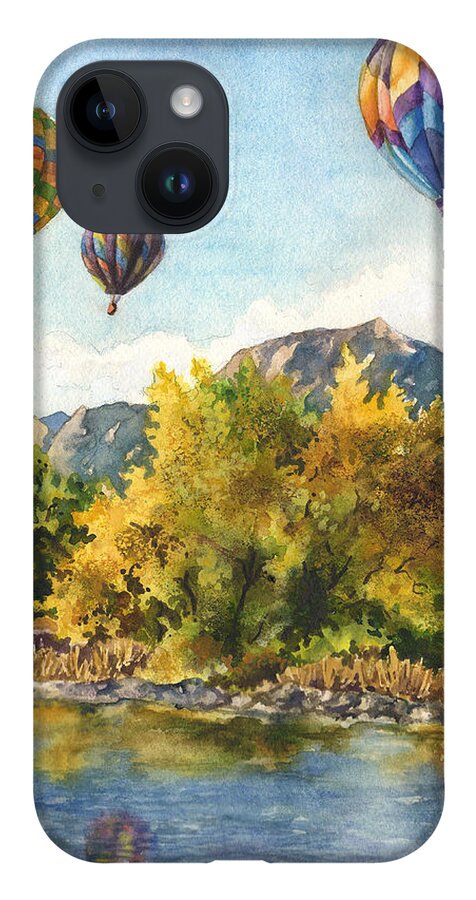 Hot Air Balloons Painting iPhone Case featuring the painting Balloons at Twin Lakes by Anne Gifford