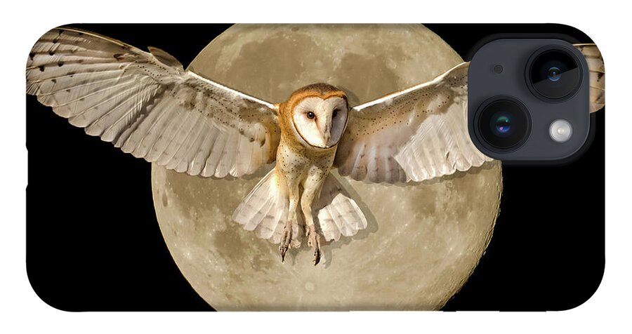 Barn Owl. Owls iPhone 14 Case featuring the photograph Barn Owl and Supermoon Composite by Dawn Key