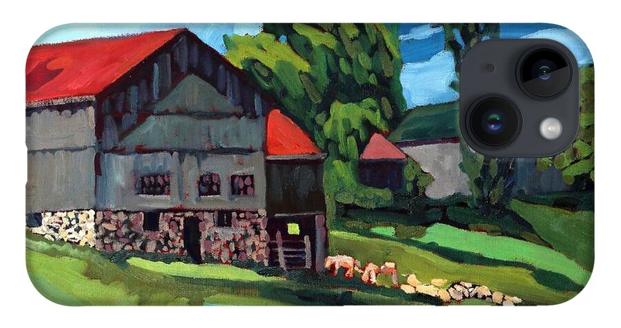 814 iPhone 14 Case featuring the painting Barn Roofs by Phil Chadwick