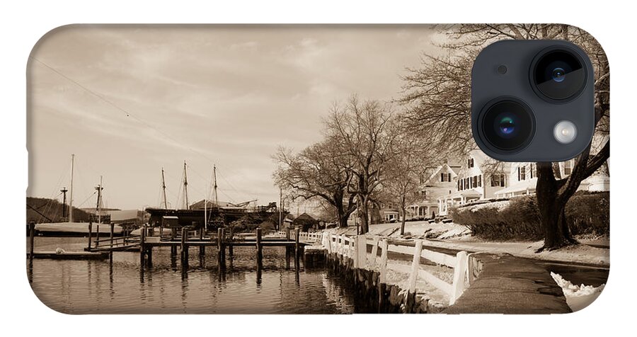 Bay Street iPhone 14 Case featuring the photograph Bay Street in Winter - Mystic CT by Kirkodd Photography Of New England