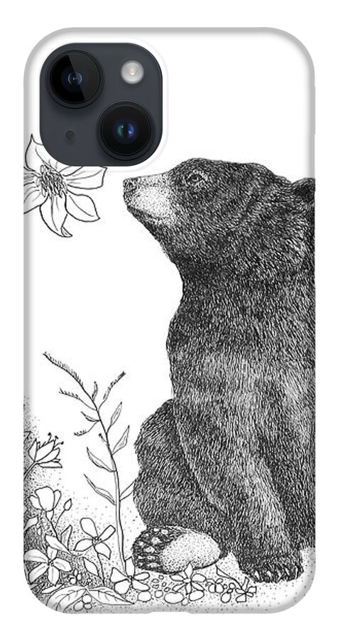 Wildlife iPhone 14 Case featuring the drawing Be sure to smell the flowers along the way by Monica Burnette