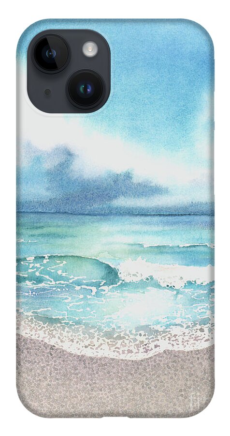 Beach iPhone 14 Case featuring the painting Beach of Tranquility by Hilda Wagner