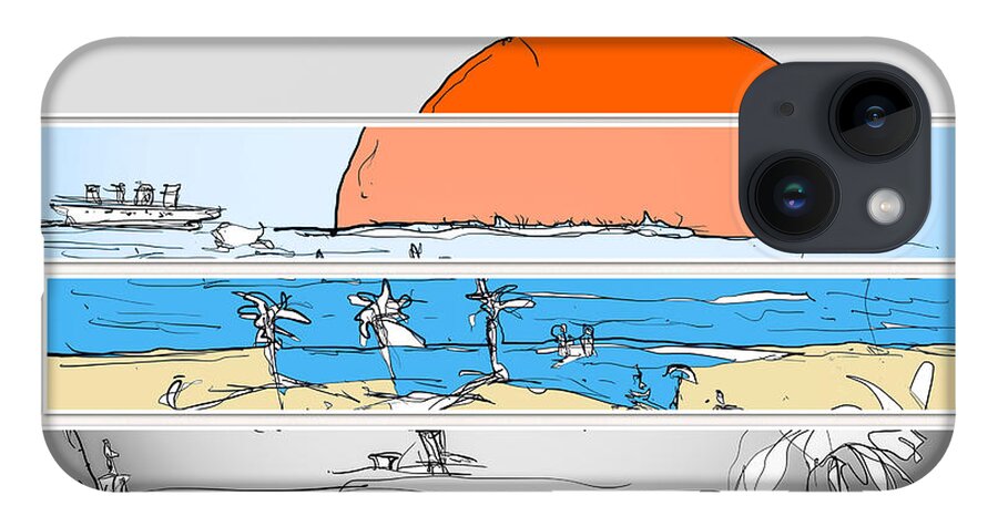 Beach iPhone 14 Case featuring the mixed media Beach Sunset by Jason Nicholas