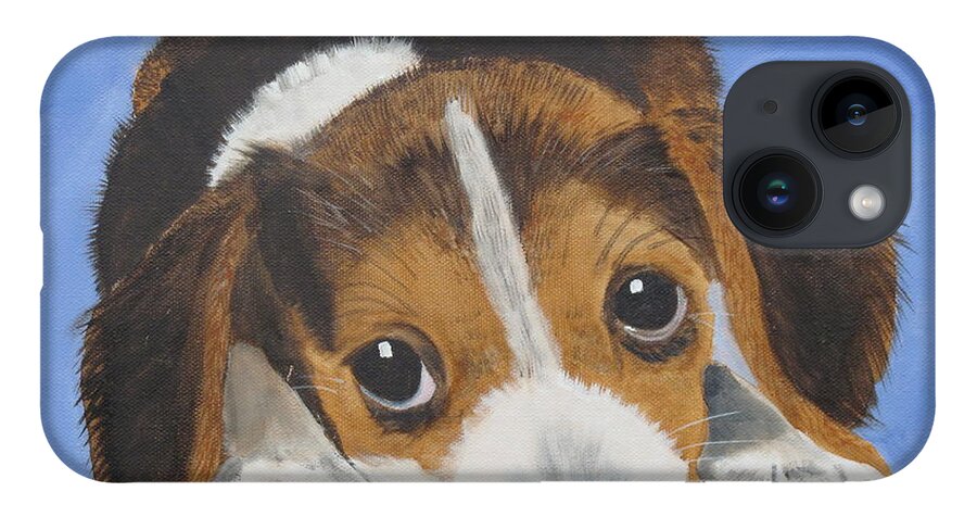 Pets iPhone 14 Case featuring the painting Beagle Sad Eyes by Kathie Camara