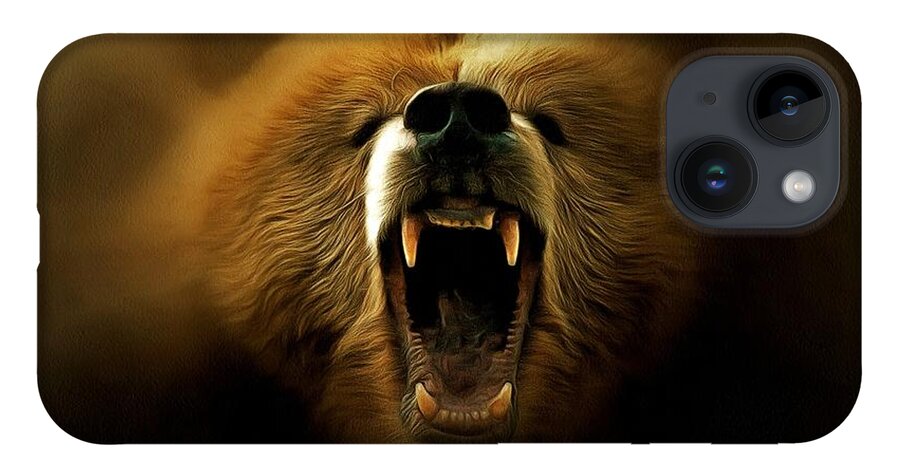 Bear Roar iPhone 14 Case featuring the digital art Bear Roar by Lilia D