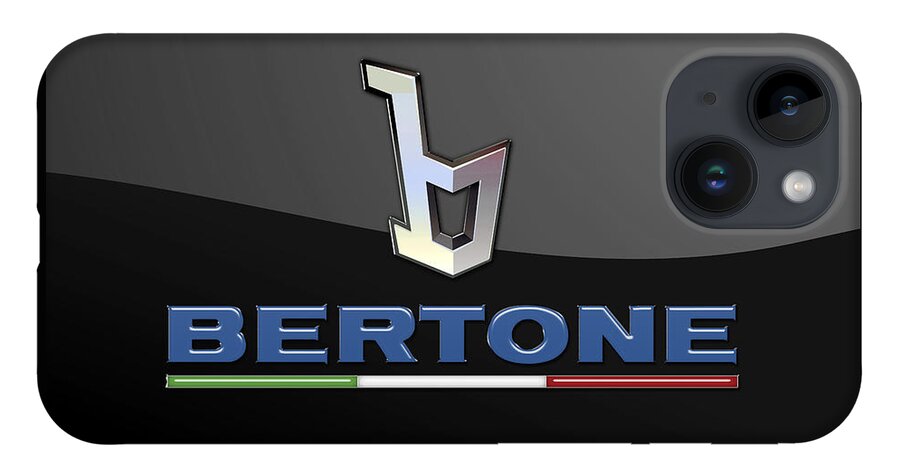 'auto Badges' Collection By Serge Averbukh iPhone Case featuring the photograph Bertone - 3 D Badge On Black by Serge Averbukh
