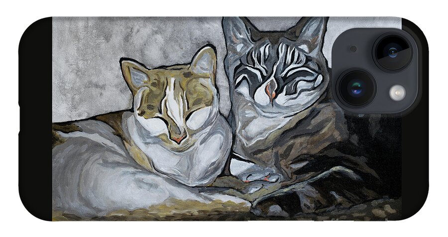 Acrylic iPhone Case featuring the painting Best Buddies by Jackie MacNair