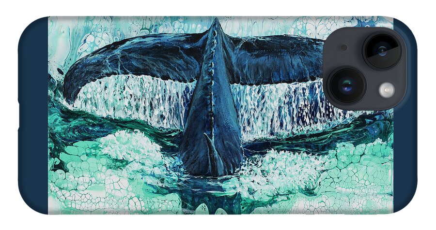Whale iPhone 14 Case featuring the painting Big Splash On Maui by Darice Machel McGuire