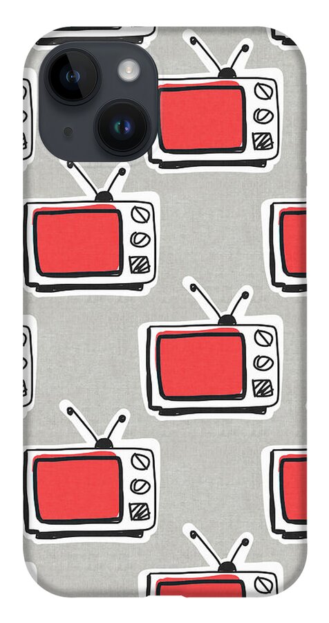 Tv iPhone 14 Case featuring the digital art Binge Watching- Art by Linda Woods by Linda Woods