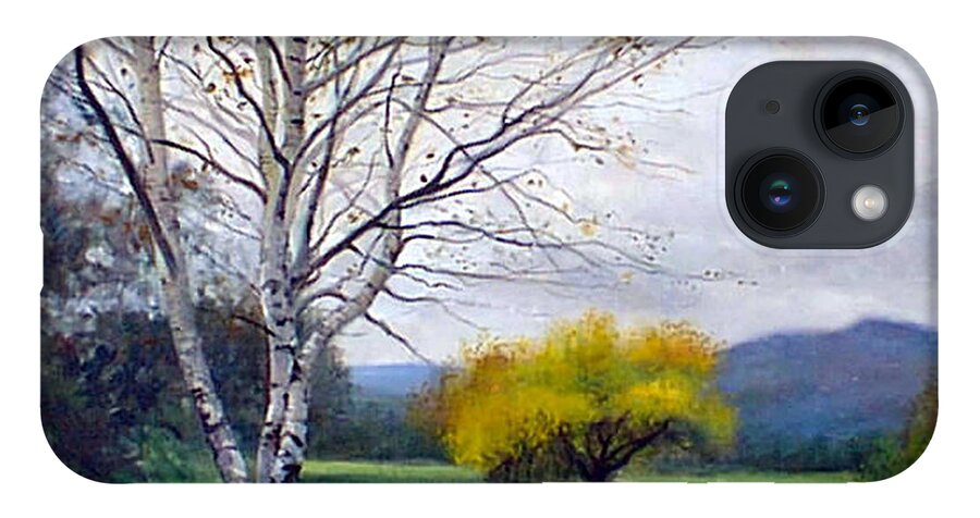 Birch Trees iPhone 14 Case featuring the painting Birch in Autumn by Marie Witte