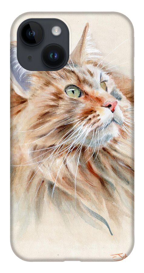 Cat iPhone 14 Case featuring the painting Bird Watching by John Neeve