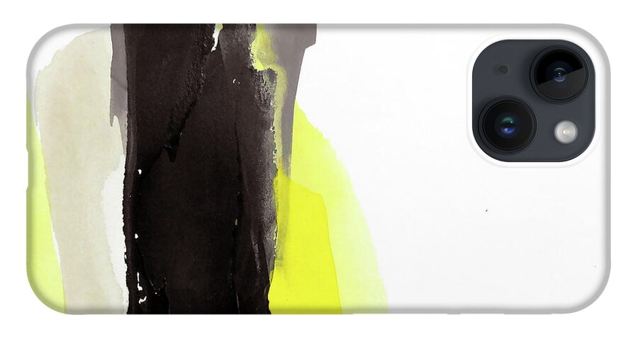 Original Watercolors iPhone 14 Case featuring the painting Black and Yellow 2 by Chris Paschke