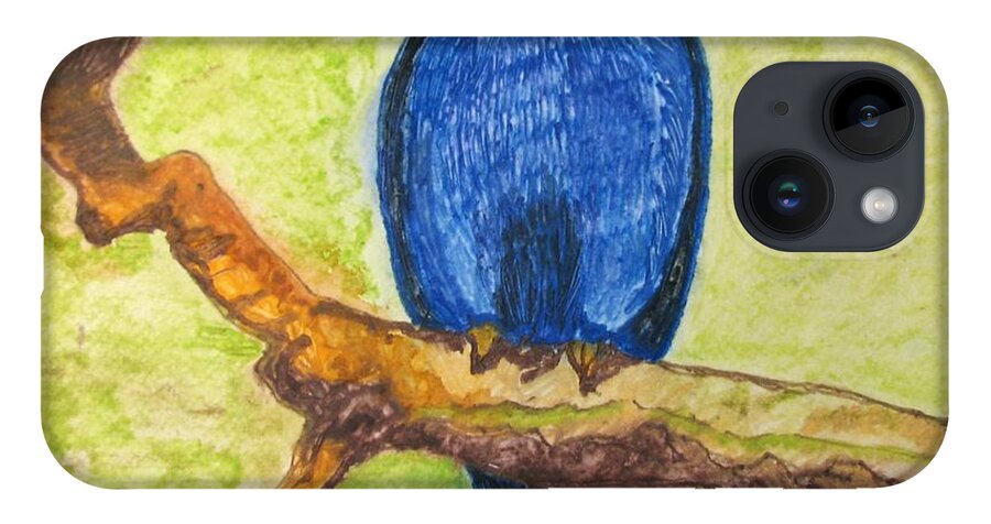 Birds iPhone 14 Case featuring the painting Black as Blue Bird by Patricia Arroyo