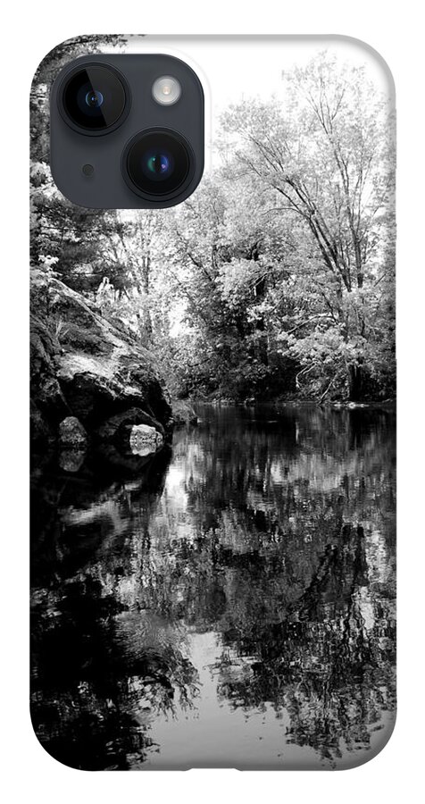 Black And White iPhone 14 Case featuring the photograph Black River 6 by JGracey Stinson