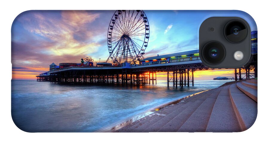Photography iPhone 14 Case featuring the photograph Blackpool Pier Sunset by Yhun Suarez