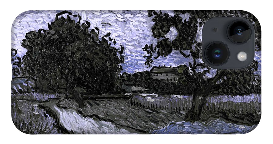 Post Modern iPhone 14 Case featuring the digital art Blend 13 van Gogh by David Bridburg
