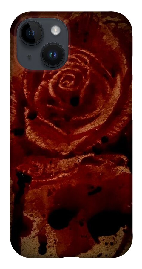 Rose iPhone 14 Case featuring the painting Blood Rose number 2 by Ryan Almighty
