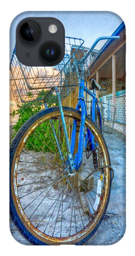 Clouds iPhone 14 Case featuring the photograph Blue Bike by Debra and Dave Vanderlaan