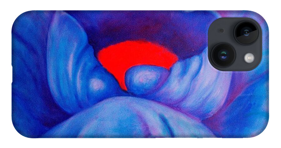 Blue Bloom iPhone 14 Case featuring the painting Blue Bloom by Jordana Sands