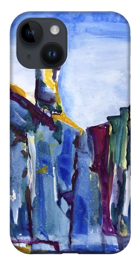  iPhone 14 Case featuring the painting Blue Cliffs, Sea and Sky by Kathleen Barnes