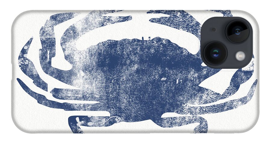 Cape Cod iPhone 14 Case featuring the painting Blue Crab- Art by Linda Woods by Linda Woods