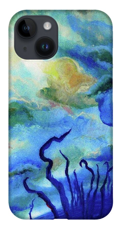 Chalk Pastel iPhone 14 Case featuring the pastel Blue Floyd by Leizel Grant