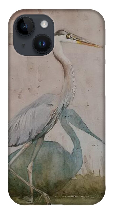 Blue Heron iPhone 14 Case featuring the painting Blue Heron by Sheila Romard