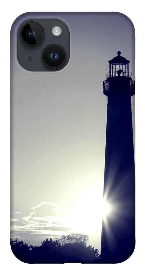 Blue Lighthouse Silhouette iPhone 14 Case featuring the photograph Blue Lighthouse Silhouette by Dark Whimsy