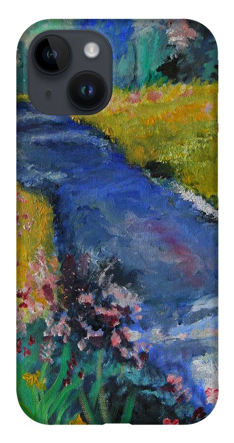 Landscape iPhone Case featuring the painting Blue Stream by Julie Lueders 