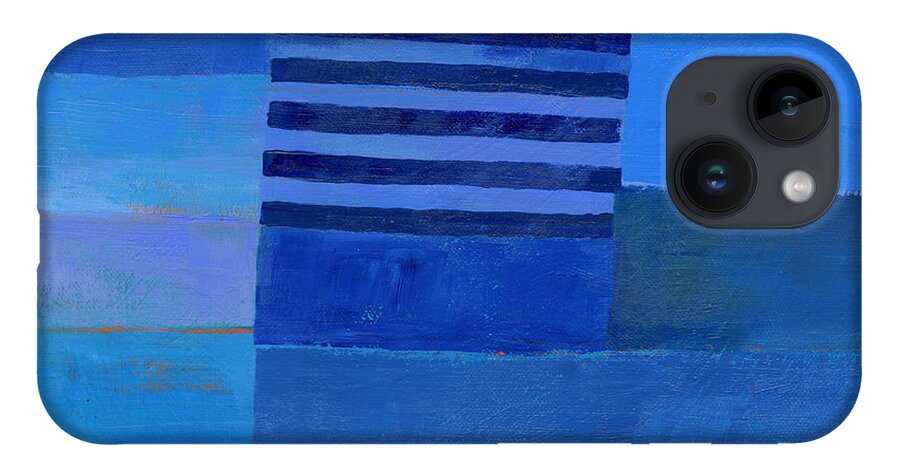 Abstract Art iPhone 14 Case featuring the painting Blue Stripes 7 by Jane Davies
