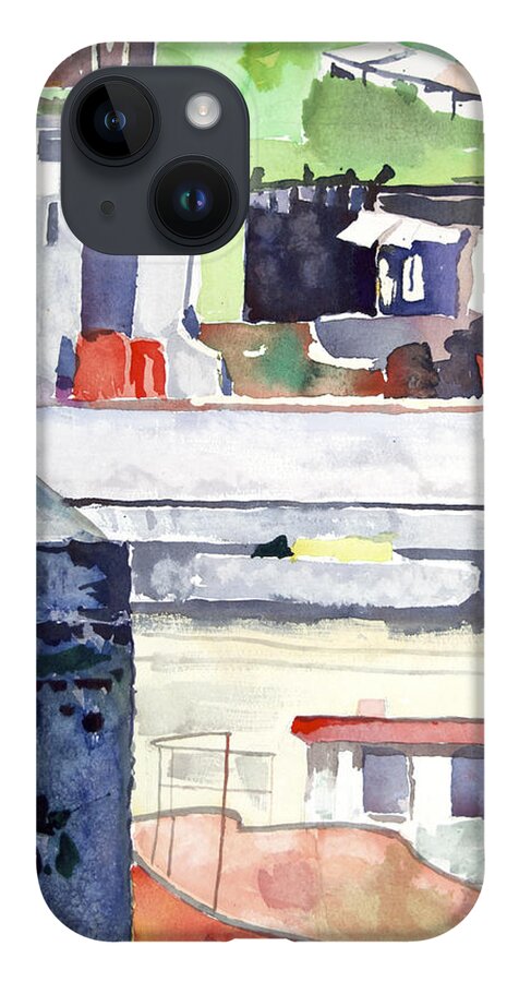 iPhone 14 Case featuring the painting Boats on the Quay by Kathleen Barnes