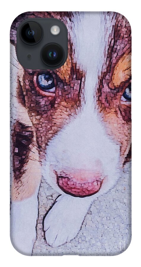 Dog iPhone Case featuring the digital art Border Collie puppy II by Jackie MacNair