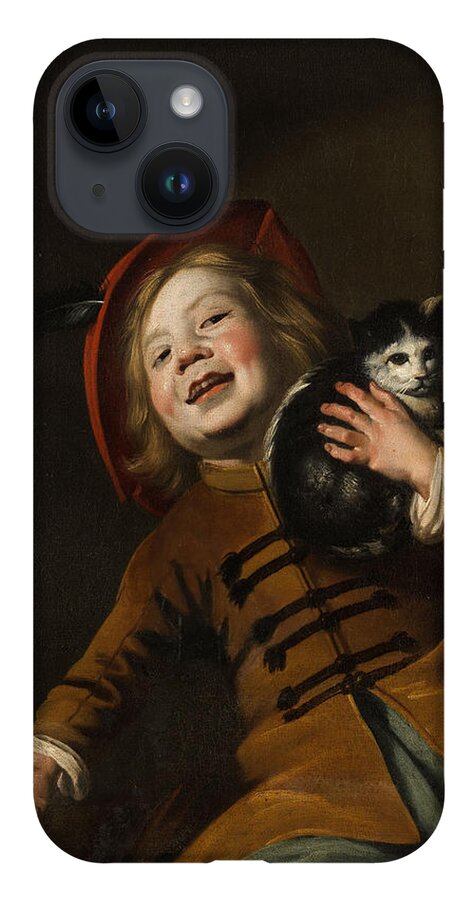 Boy With A Cat iPhone 14 Case featuring the painting Boy with a cat by Judith Leyster