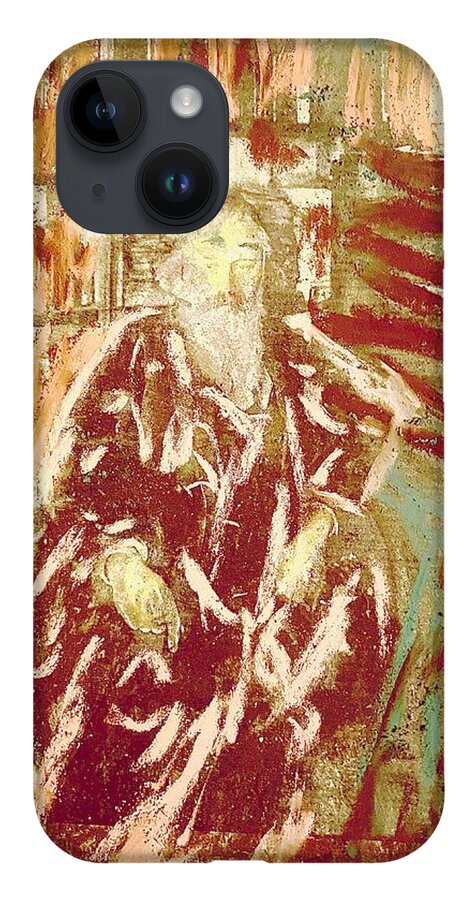 Johannes Brahms Paintings iPhone 14 Case featuring the drawing Brahms in his Study by Bencasso Barnesquiat