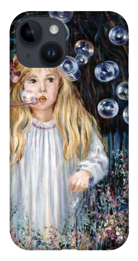 Children iPhone 14 Case featuring the painting Bubbles by Marie Witte