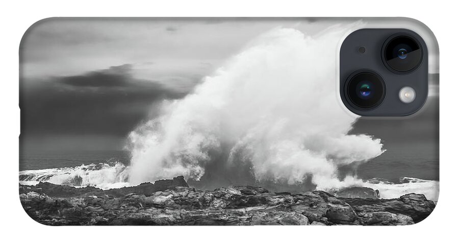 15 July 2013 iPhone 14 Case featuring the photograph BW Huge Wave Crashing on Tsitsikamma National Park South Africa by Jeff at JSJ Photography