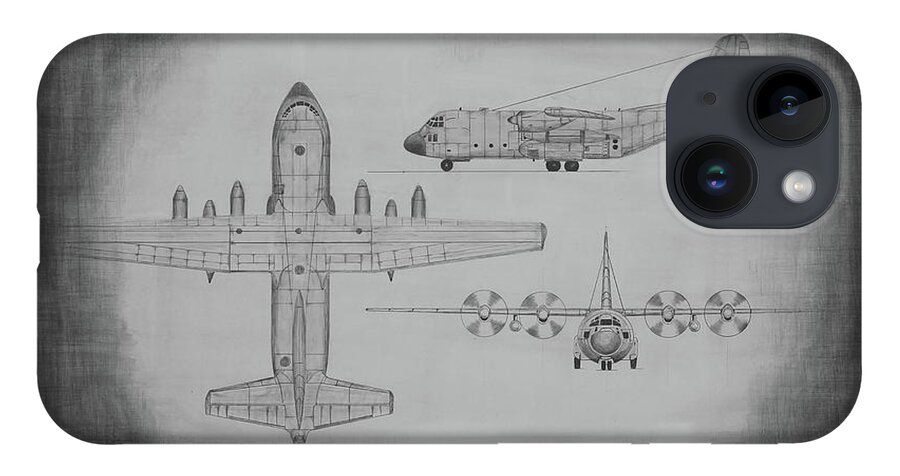 C130 iPhone Case featuring the drawing C130 Hercules by Gregory Lee