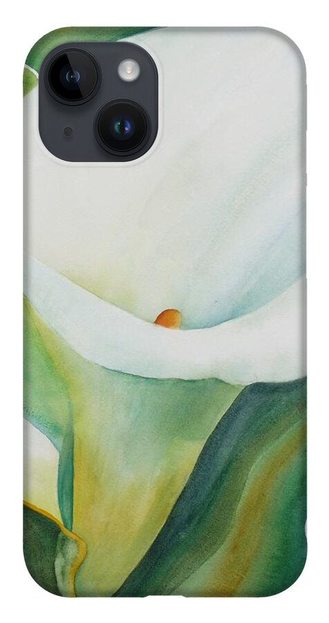 Flower iPhone 14 Case featuring the painting Calla Lily by Ruth Kamenev