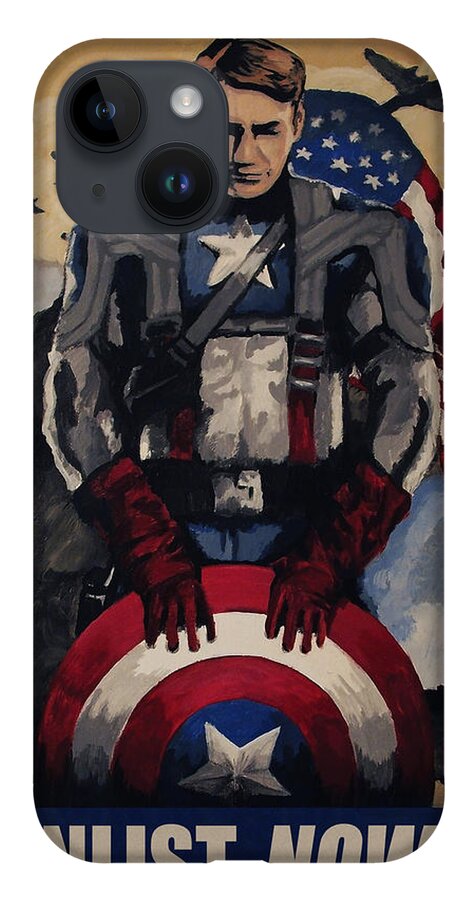 Avengers iPhone 14 Case featuring the painting Captain America Recruiting Poster by Dale Loos Jr