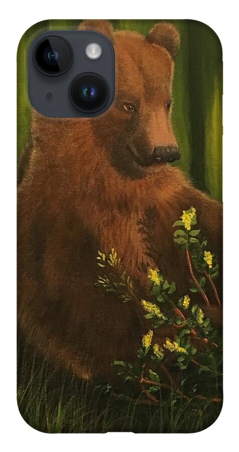 Grizzly Bear iPhone Case featuring the painting Captivated by Marlene Little