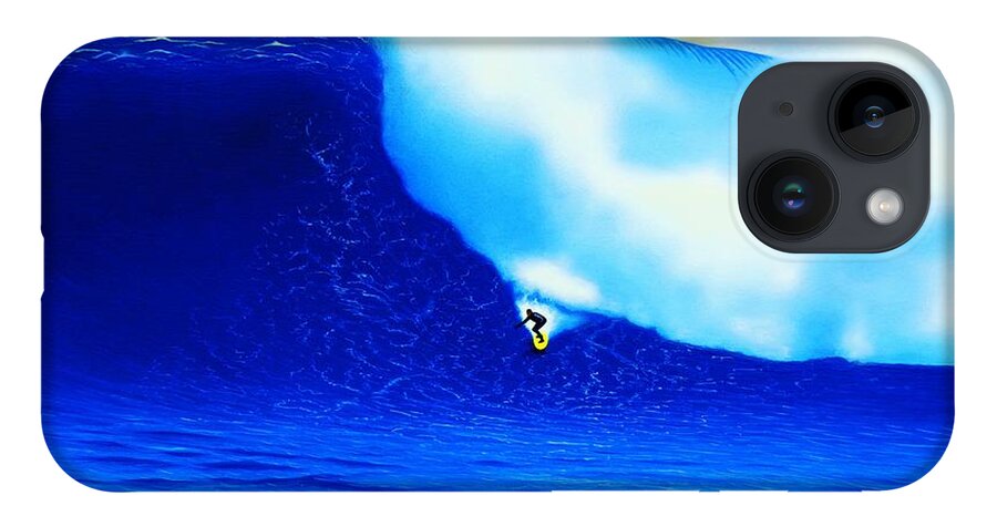 Surfing iPhone 14 Case featuring the painting Mavericks 2001 by John Kaelin