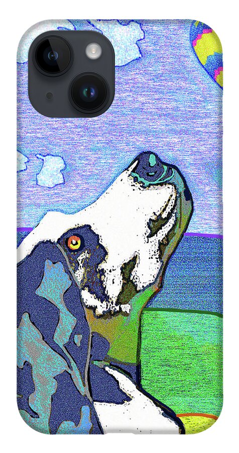 Bassett Hound. Hot Air Balloon iPhone 14 Case featuring the digital art Carl's Obsession by Rod Whyte
